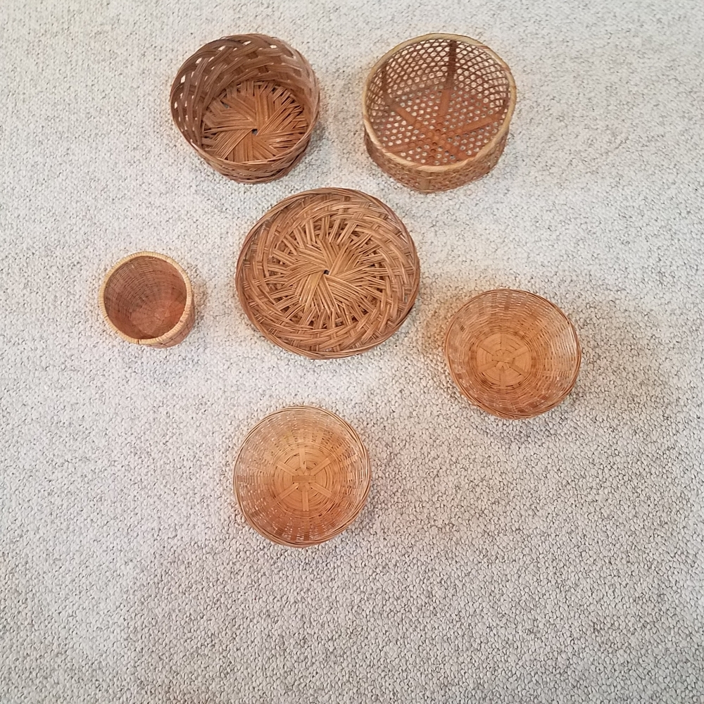 Boho Vintage baskets lot of 6